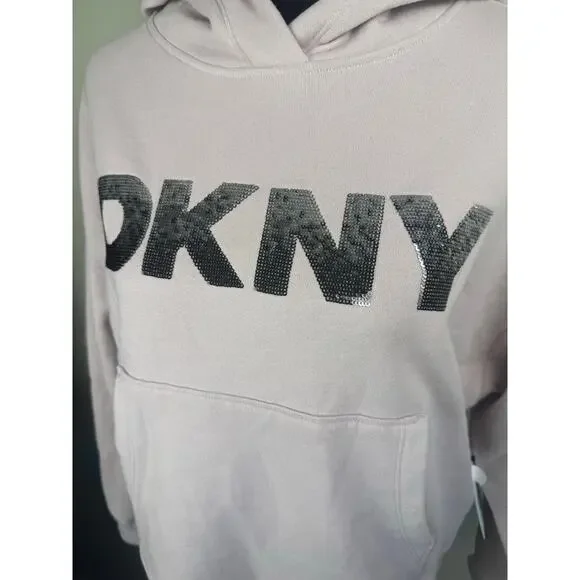 DKNY Sport Women's Sequin Pullover Fleece Hoodie ALLURE NWT SIZE L - Picture 5 of 12